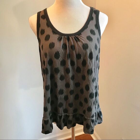 DKNY Oversized Peplum Tank Top Black/Brown Sz M - Picture 2 of 7
